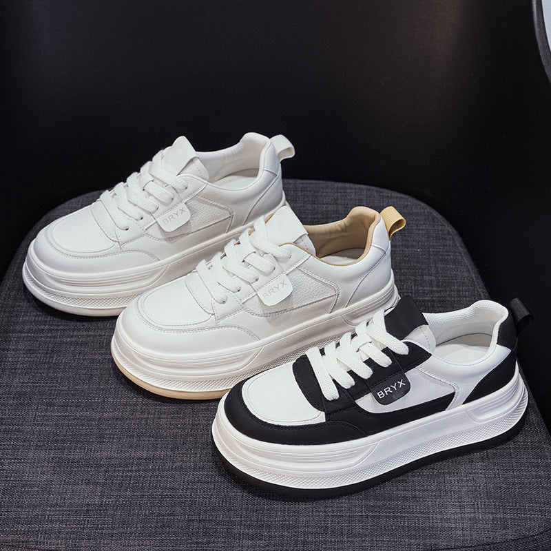 Women's White Spring Breathable Lightweight Muffin Increased Women's Casual Shoes