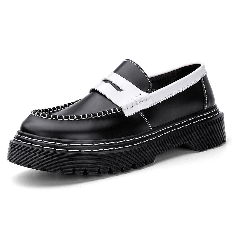 Men's Beads Cowhide Platform Slip-on Lazy Pumps Men's Casual Leather Shoes