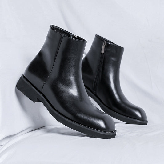 Men's Autumn Green Round Head Thick Bottom Side Boots