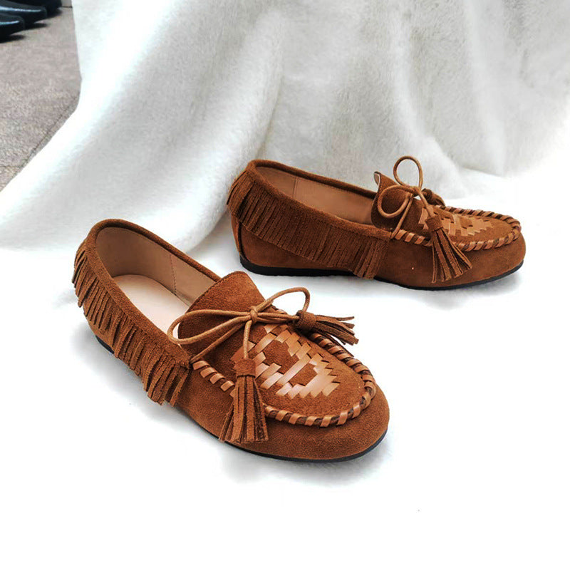 Women's Tassel Slip-on Low Height Increasing Insole Loafers