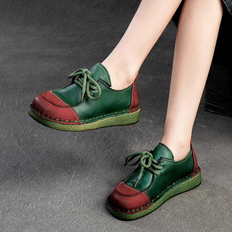 Women's Shu Autumn Front Lace Retro Style Pumps Women's Casual Shoes