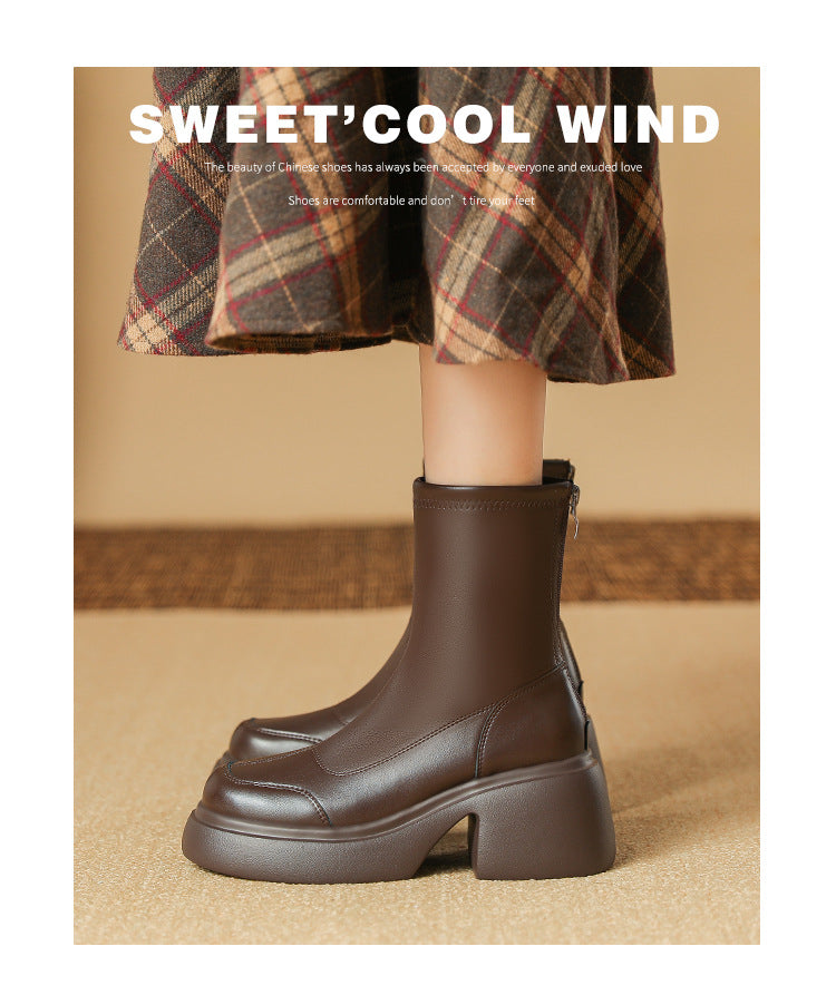 Women's Suede Dr. Martens Platform Ankle Chunky Boots