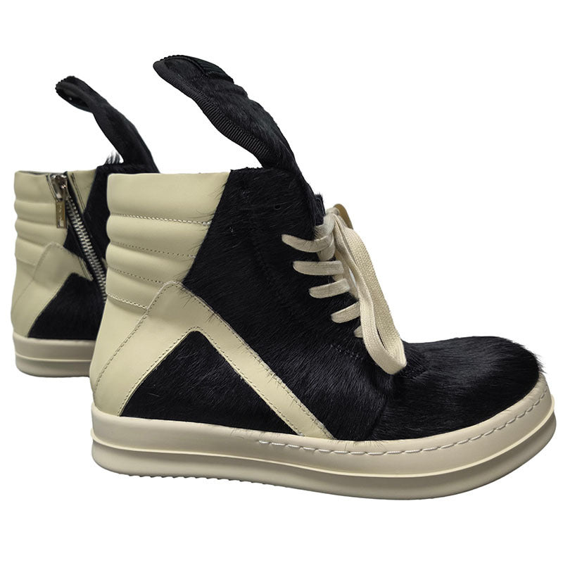 Men's Fur Inverted Triangle Dark Style Platform Men's Board Shoes