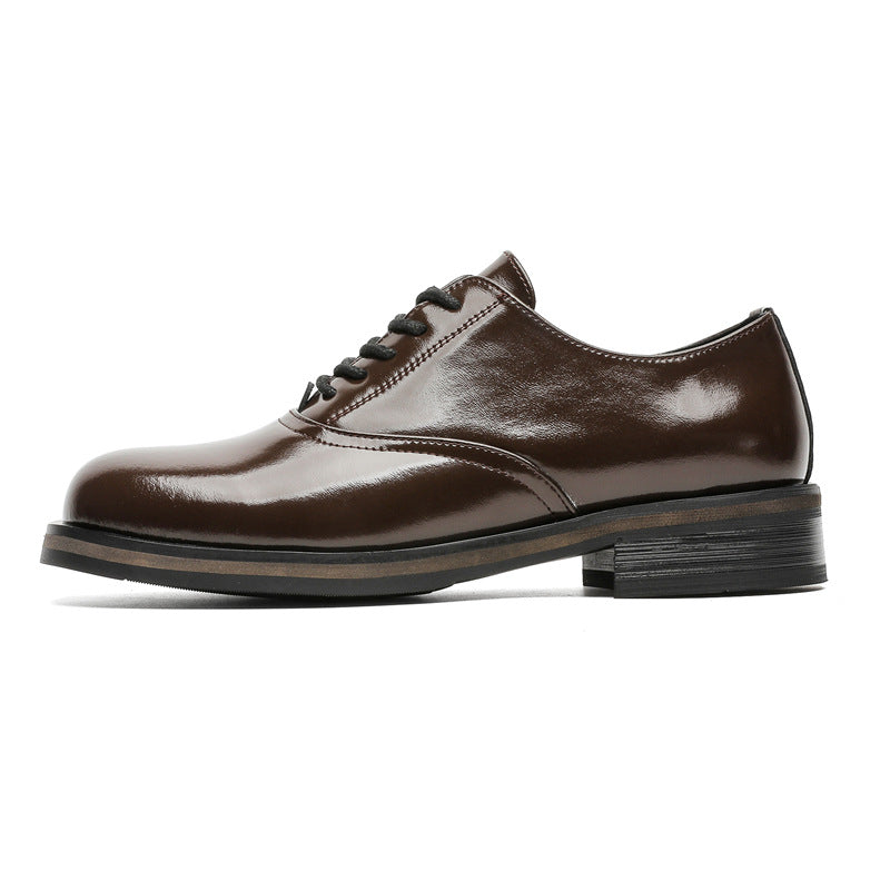 Women's & Men's Springtide Platform For Couple British Business Leather Shoes