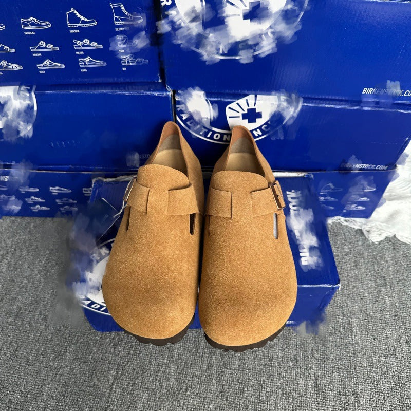Women's Full Strap Pumps Single Buckle Pure Yuan Thick-soles Slippers