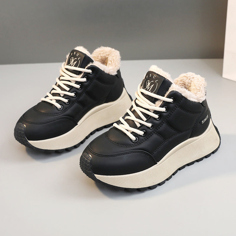 Winter Platform Cotton Fleece-lined Warm Hight Increasing Sneakers