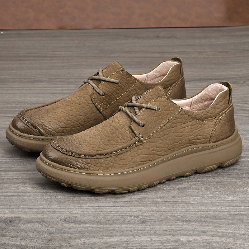 Men's Layer Cowhide Easy To Match Breathable Elephant Pattern Low Men's Casual Leather Shoes