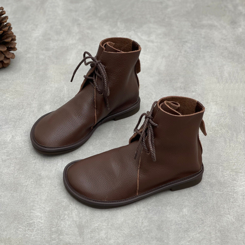 Round Toe British Style Artistic Lace Up Boots