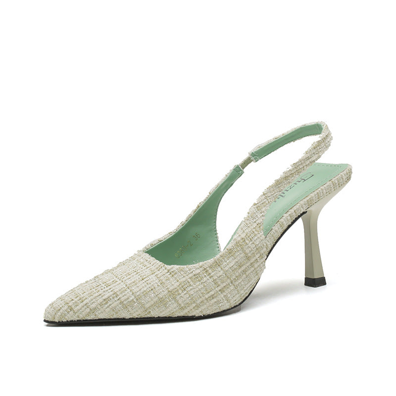 Women's Back Empty Closed Toe With Skirt High Heeled Sandals