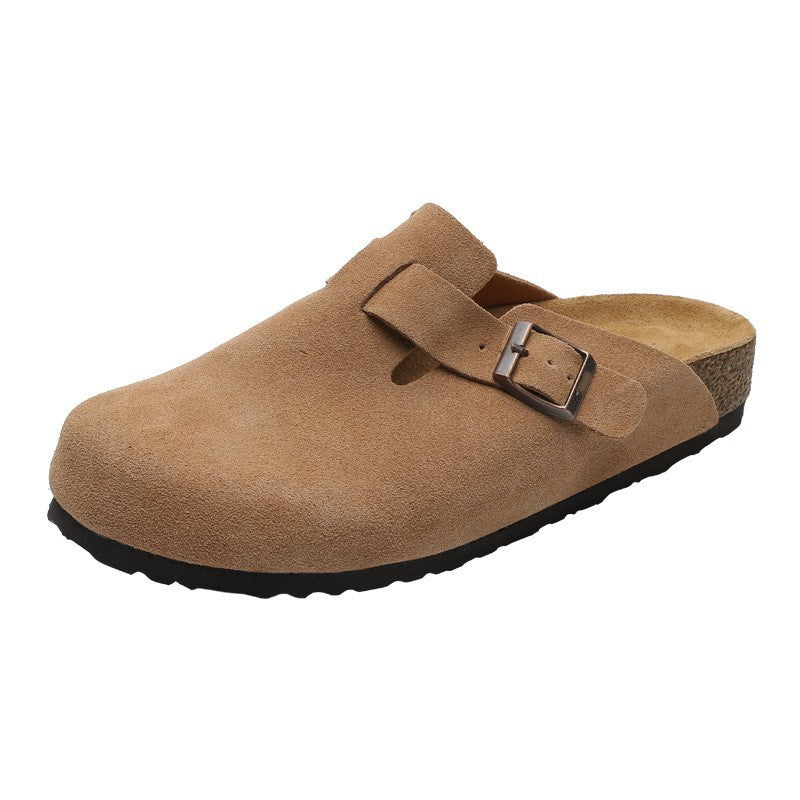 Comfortable Flat Cork Unisex Retro Half Lazy Thick-soles Slippers