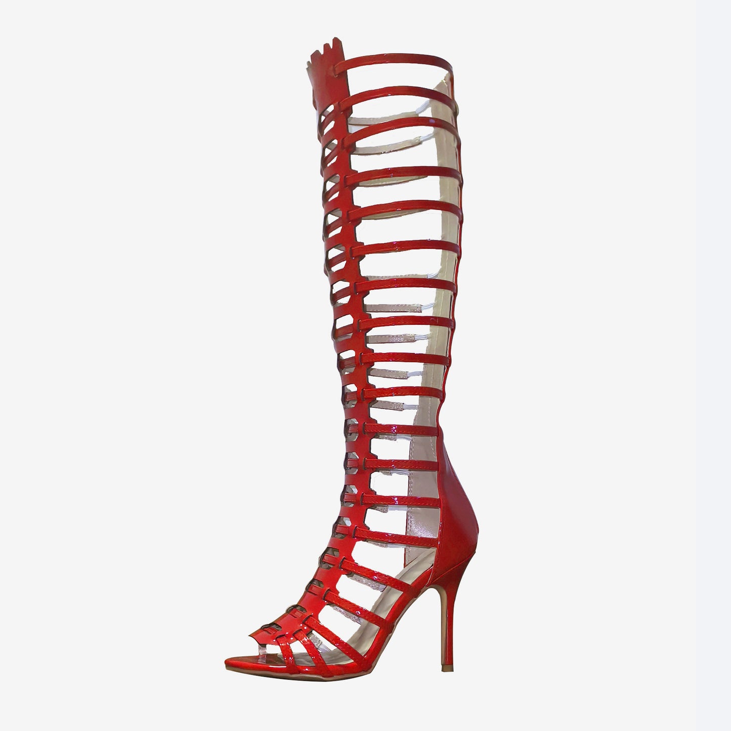 Roman Style Narrow Combination Back Zipper High Heeled Sandals