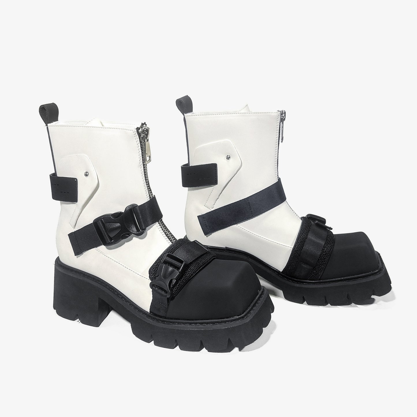 Tide Square Head Niche Black Warrior Mobile Boots