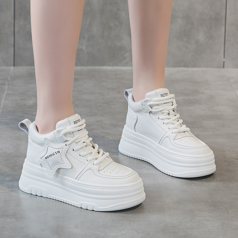 Women's Matching Hidden White Thick Bottom Black Women's Casual Shoes