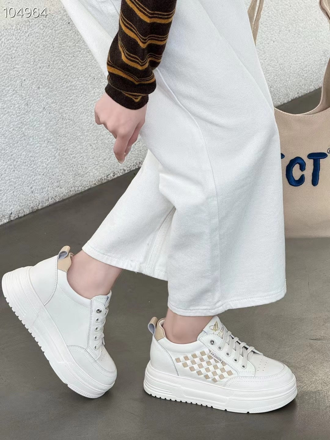 Women's Hand-woven Chessboard Plaid Muffin Platform Trendy Korean Women's Board Shoes