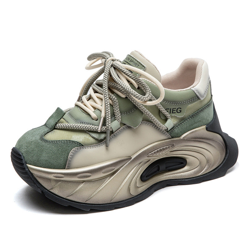 Women's Platform Daddy First Layer Cowhide Stylish Casual Shoes