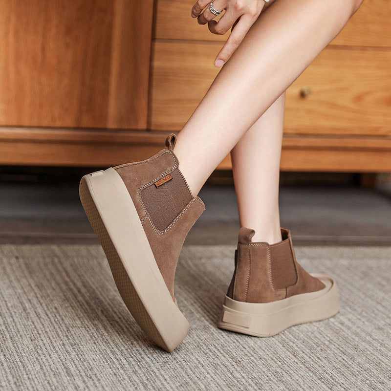 Retro Short Platform Chelsea British Style Boots