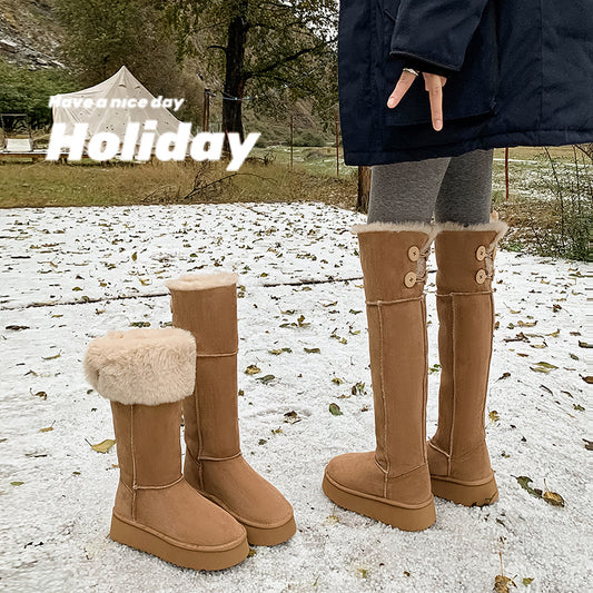 Two-way Winter Suede Round Toe Northeast Boots