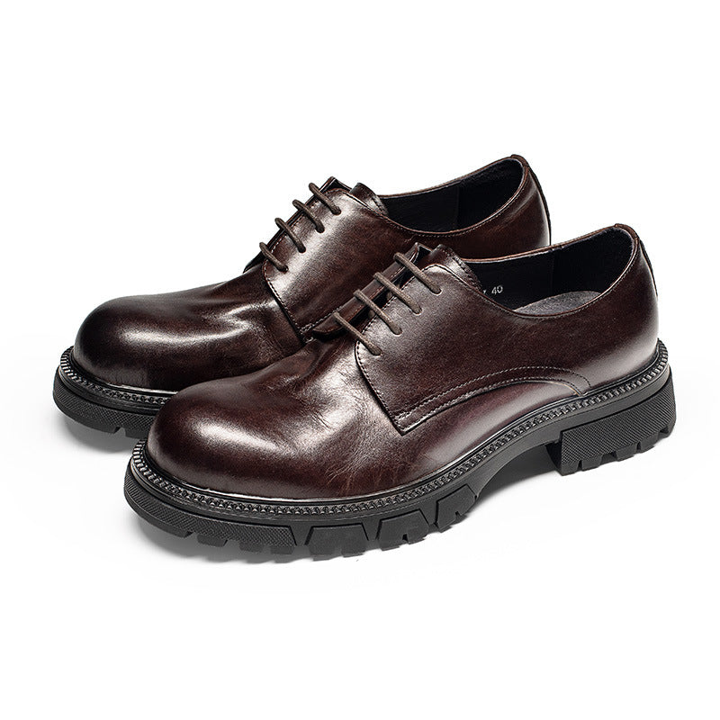 Men's Toe Round Raise The Bottom Soft Leather Shoes