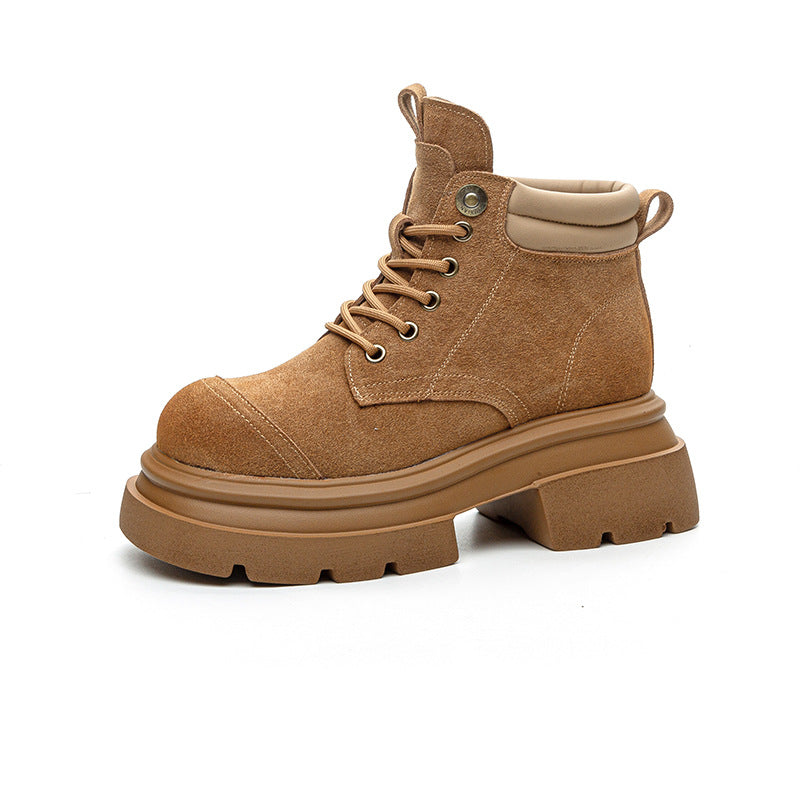 Women's Martin Bottom Retro Ankle Cow Suede Matte Big Women's Leather Boots