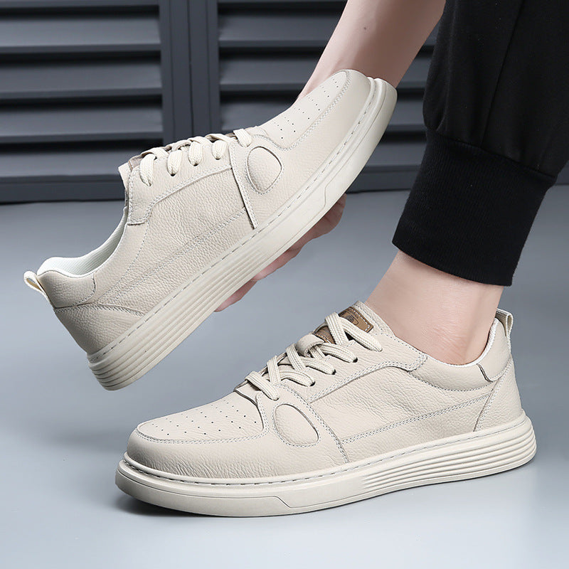 Autumn Versatile Sports Black White Contrast Leather Shoes