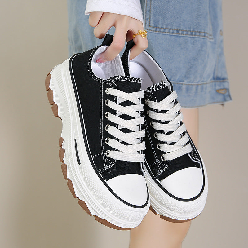 Women's Thick-soled Summer Heightened Black Niche Platform Casual Shoes