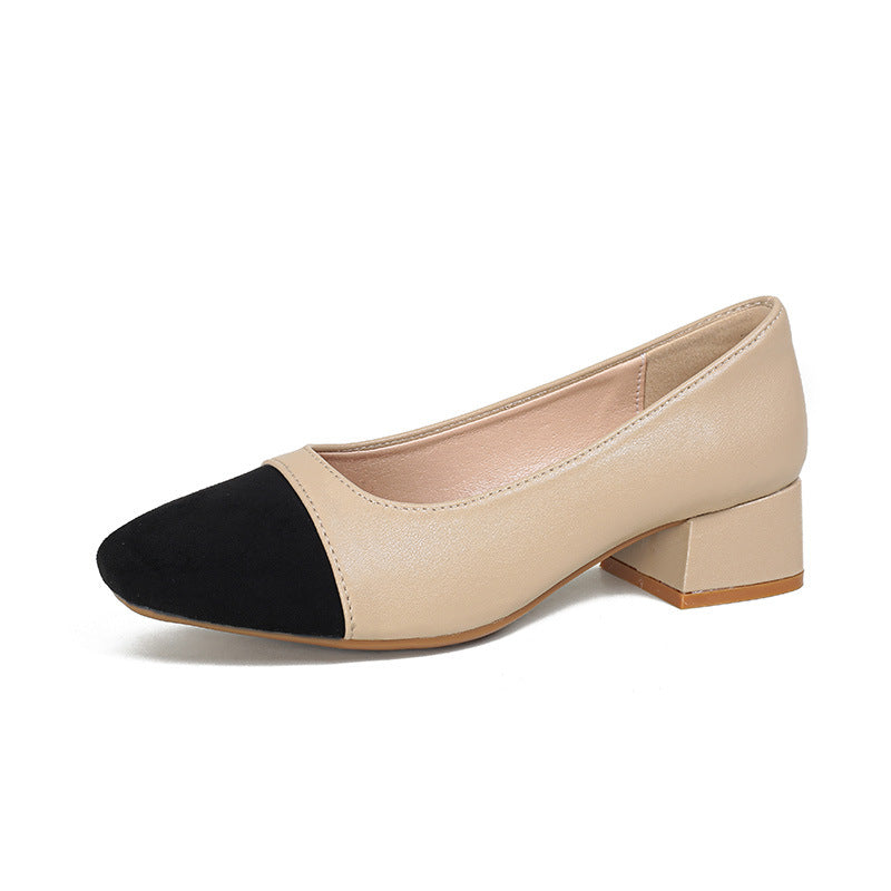 Women's Block Chunky Pumps French Spring Classic Women's Shoes