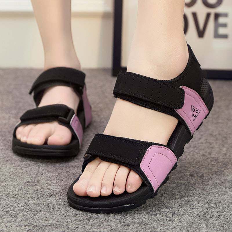 Women's Moms Summer Soft Bottom Flat Grandma Vietnam Large Size Velcro High Heeled Sandals