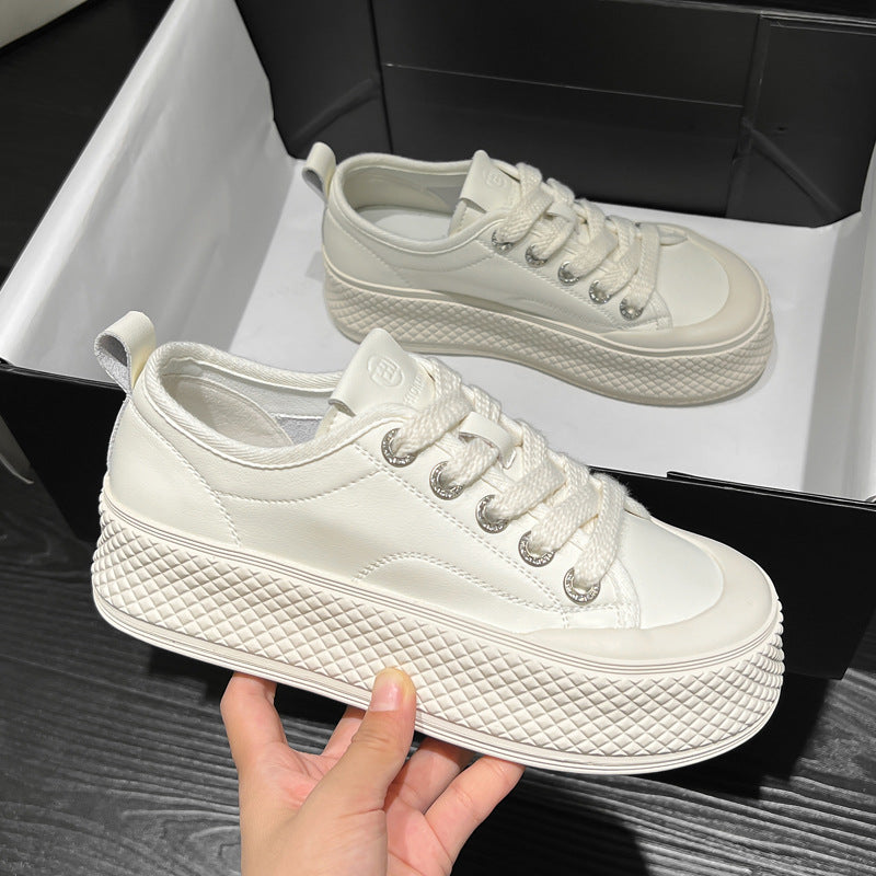 Women's White For Thick Bottom Versatile Muffin Casual Shoes