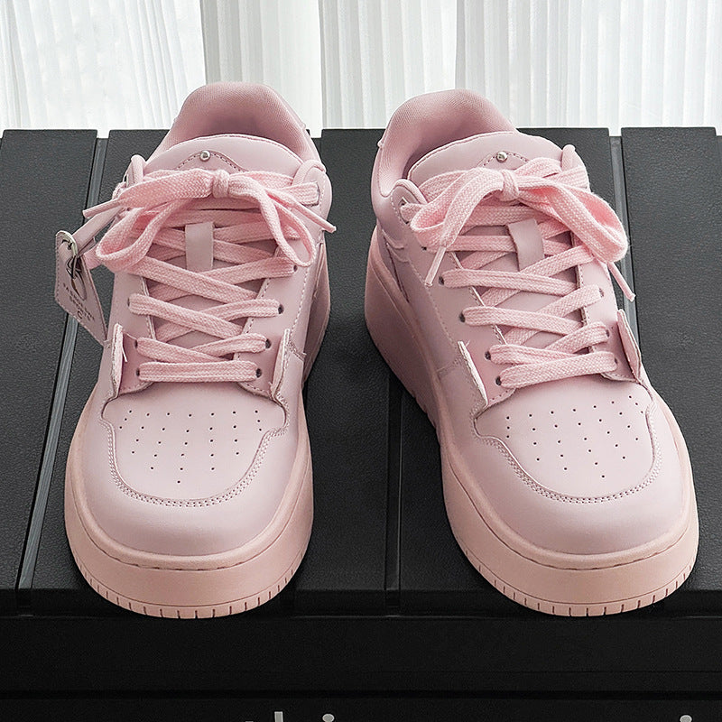 Women's & Men's Invisible Height Increasing Insole Bread Models Fairy Pink Platform Sneakers