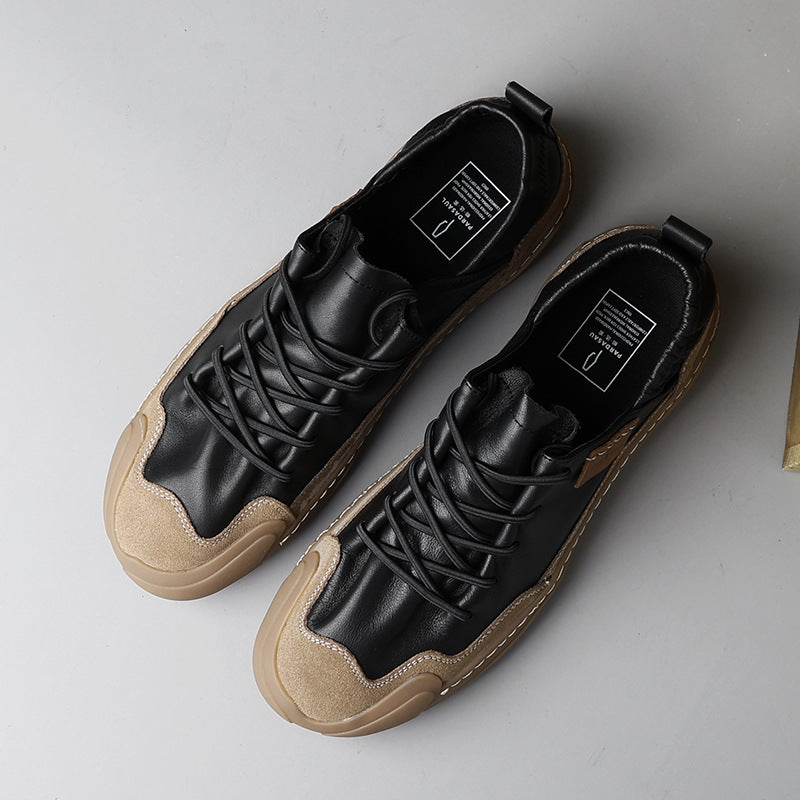 Men's Black Thick Bottom Color Matching Board Sneakers