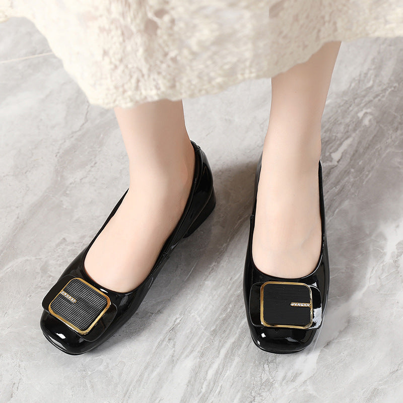 Women's Style Thick Soft Bottom Square Buckle Women's Shoes
