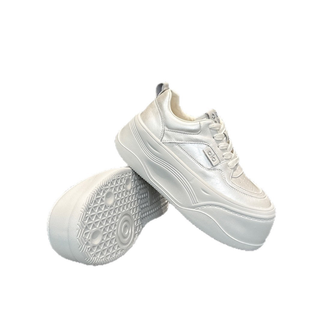 Women's Big Toe White Fleece-lined Platform Muffin Casual Shoes