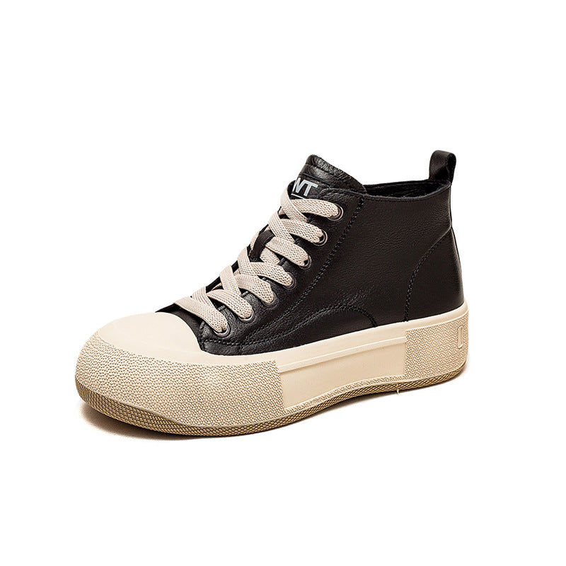 Women's Cowhide Toe Box Retro Rub Colored Spring Women's Shoes