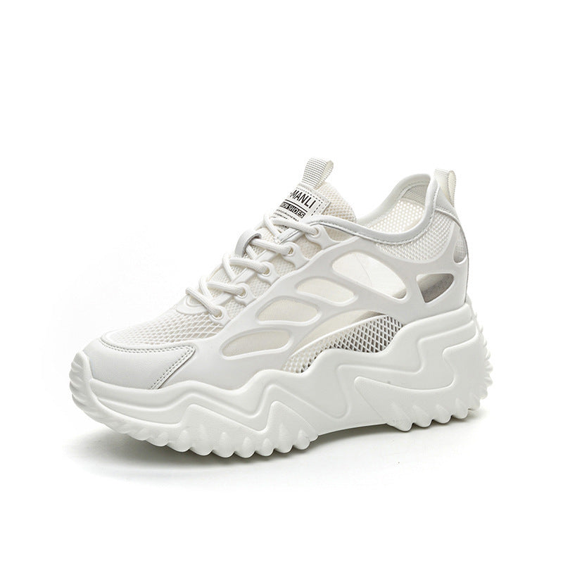 Women's Thick Bottom Wedge Platform Hidden Sports Mesh Men's Shoes