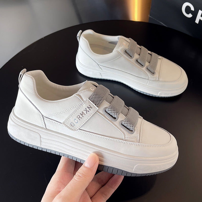 Women's Breathable One Pedal White Spring Genuine Sneakers
