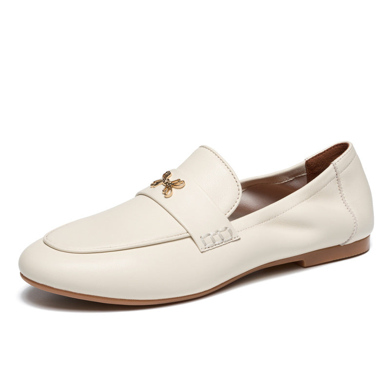 Women's Round Toe Flat Bottom Ballet Sheepskin Casual Shoes