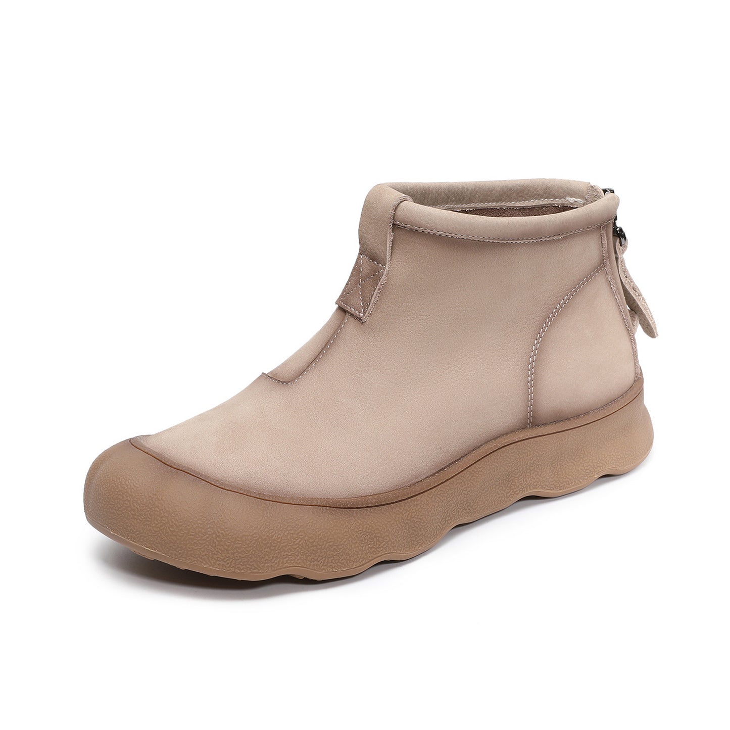 Women's Autumn First Layer Cowhide Comfortable Mom Rear Zipper Boots