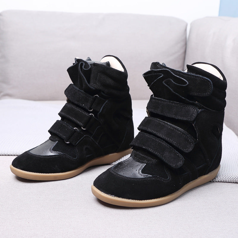 Women's Increasing Insole Genuine High Top White Sneakers