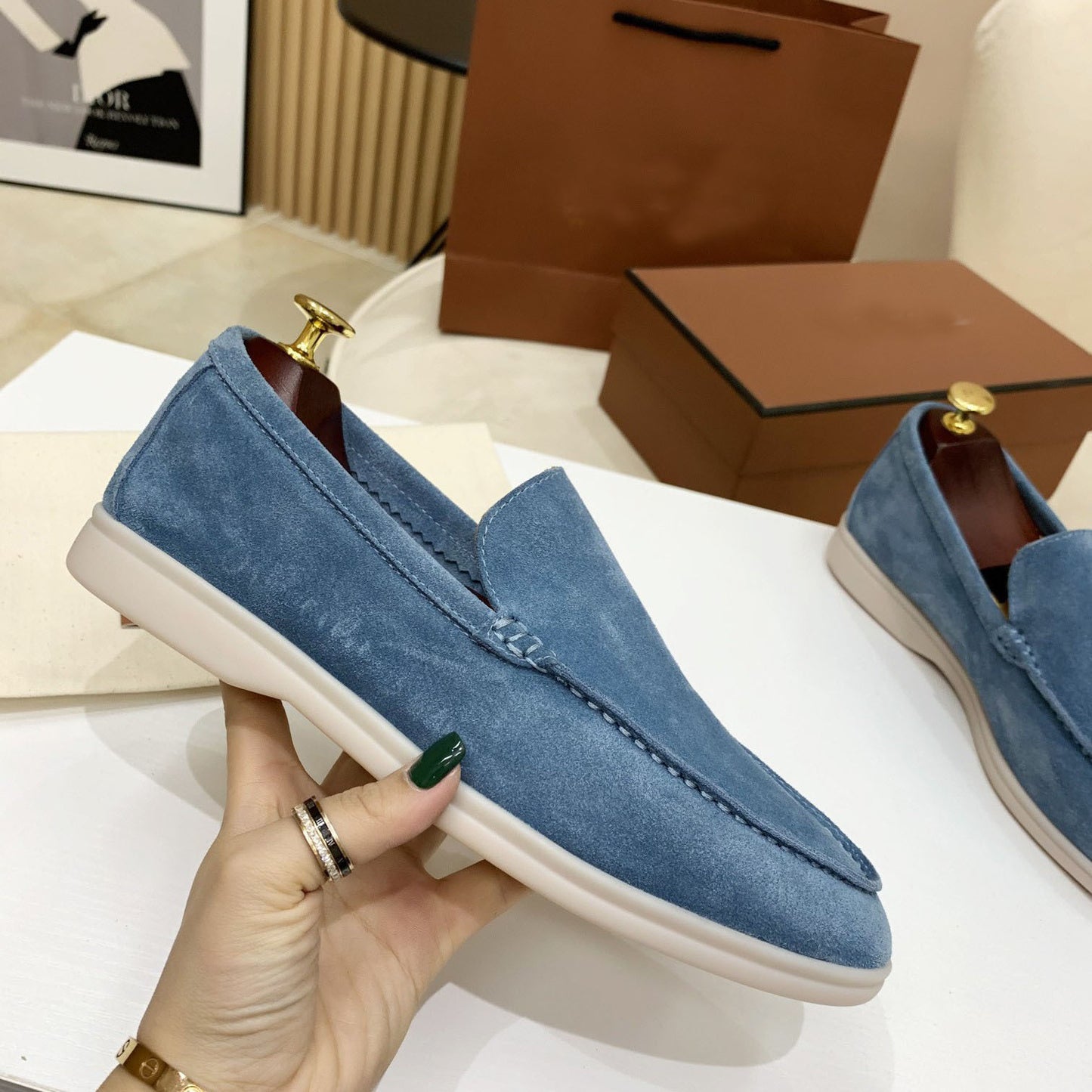 Women's & Men's High Slip-on Sheepskin Flat Large Size Loafers