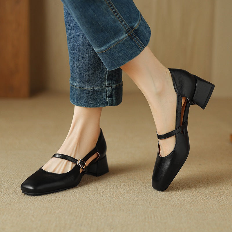 Women's Large Small Size Mary Jane Hollow Chunky Summer Men's Shoes