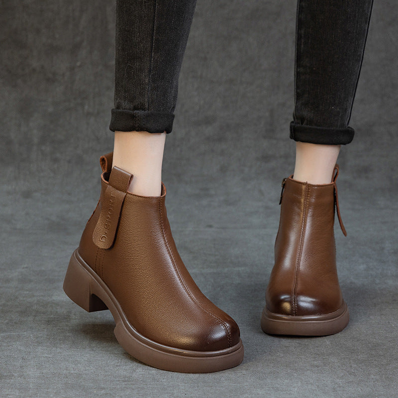 Women's First Layer Cowhide Martin Simple Lightweight Women's Leather Boots