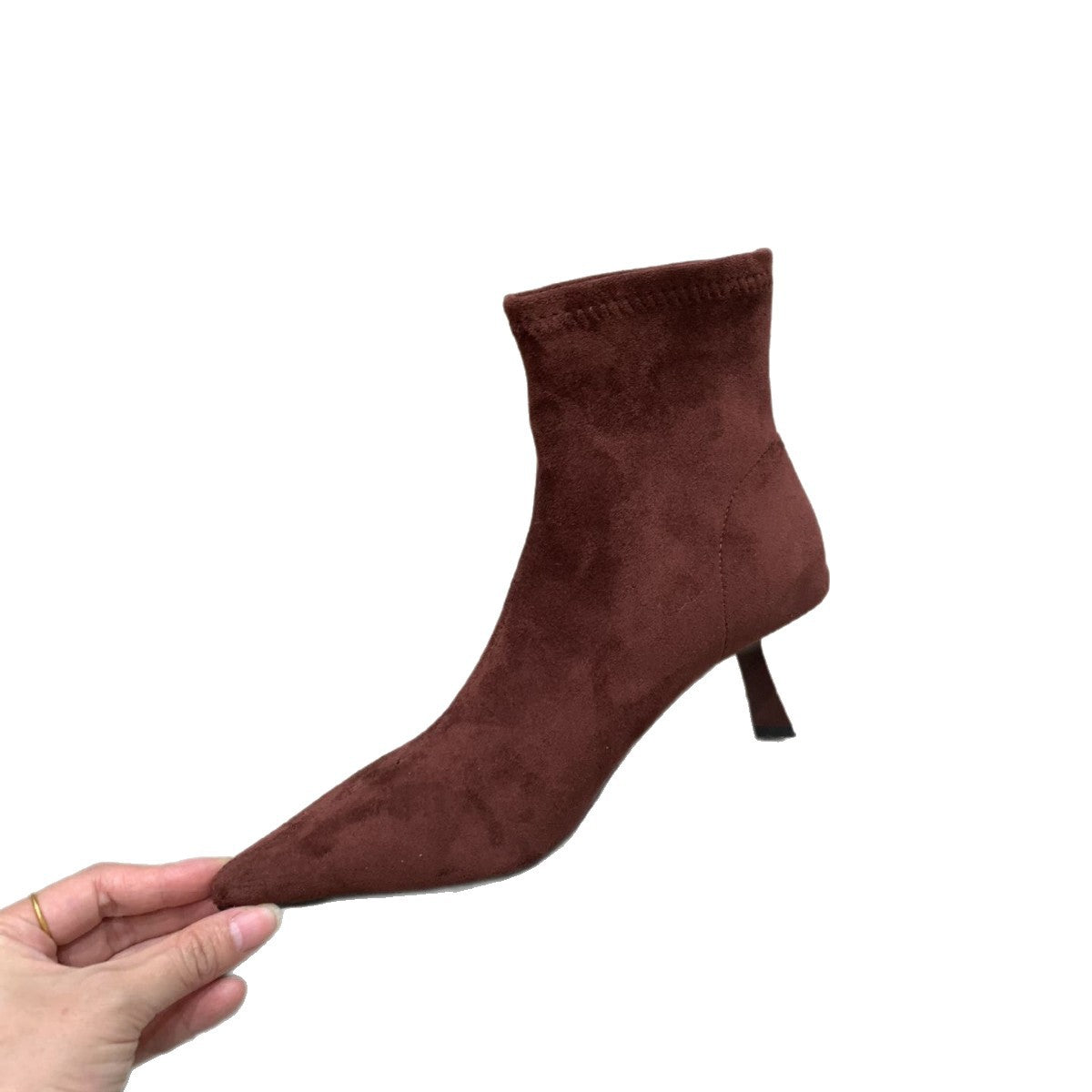 Women's Sheepskin Ankle Sleeve Elastic Thin Kitten Pointed Toe Women's Leather Boots