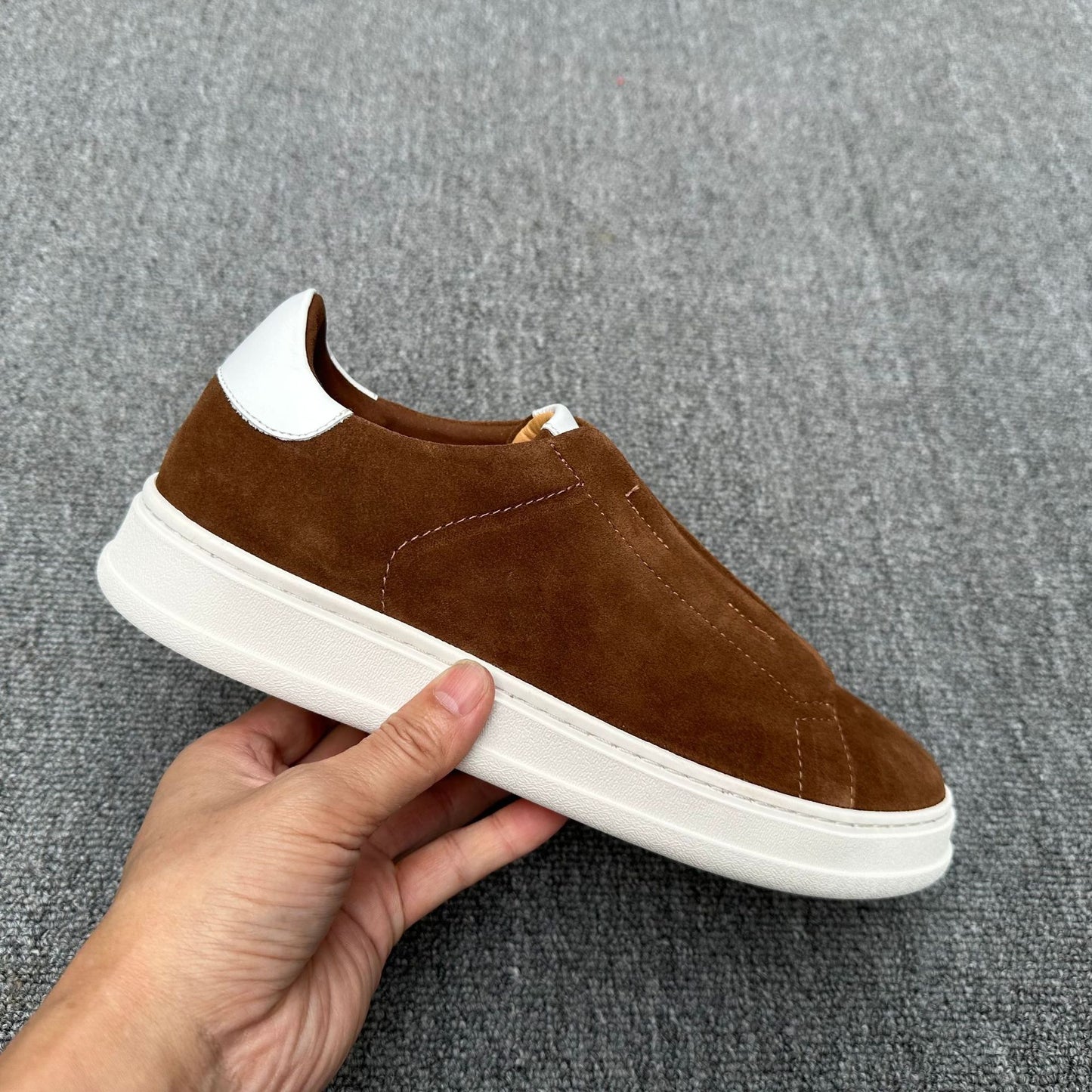 Men's Elastic Band Cow Split Lazy Flat Men's Shoes