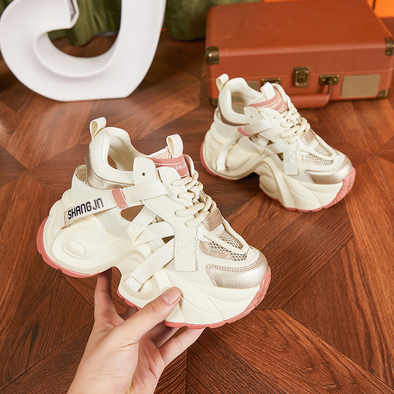 Women's Height Increasing Insole Dad Summer Hollow Sneakers