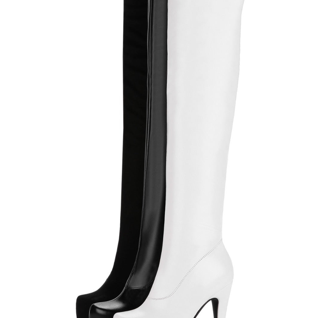 Glamorous Women's Waterproof Platform High Long Women's Leather Boots