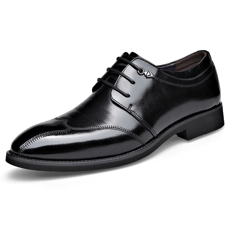 Men's Business Dress Brogue Cowhide Wedding Breathable Casual Shoes