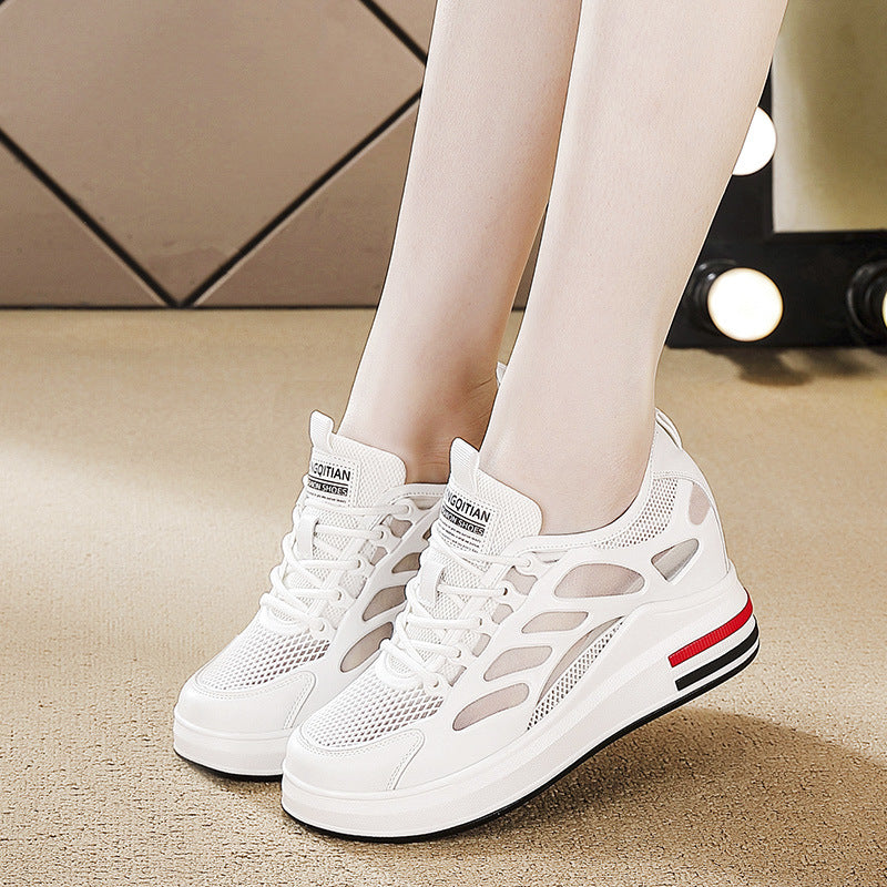Women's Thick Bottom Inner Height Increasing Small Slimming Mesh Breathable Women's Casual Shoes