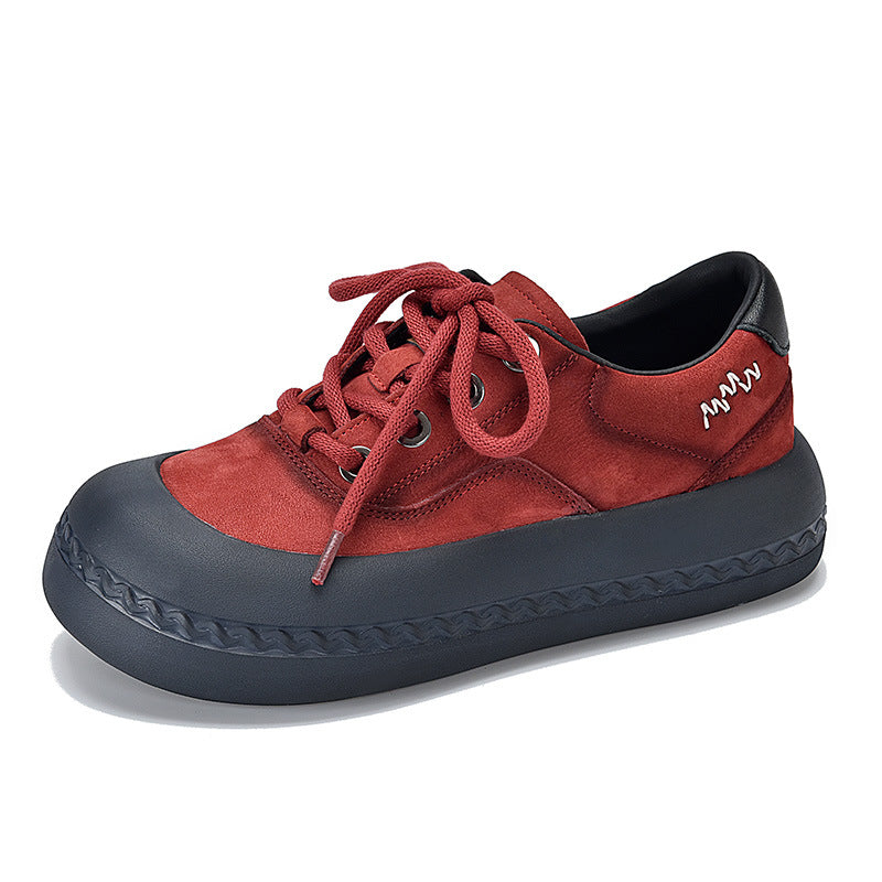 Women's Autumn Platform First Layer Cowhide Retro Casual Shoes