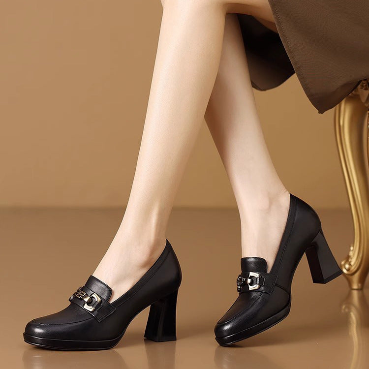 Women's Square Toe Waterproof Platform Chunky High Women's Fashion Shoes
