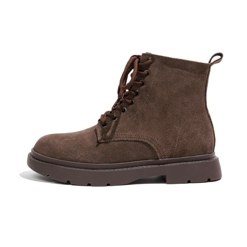 Women's Frosted British Style Mid Flat Short Martin Boots